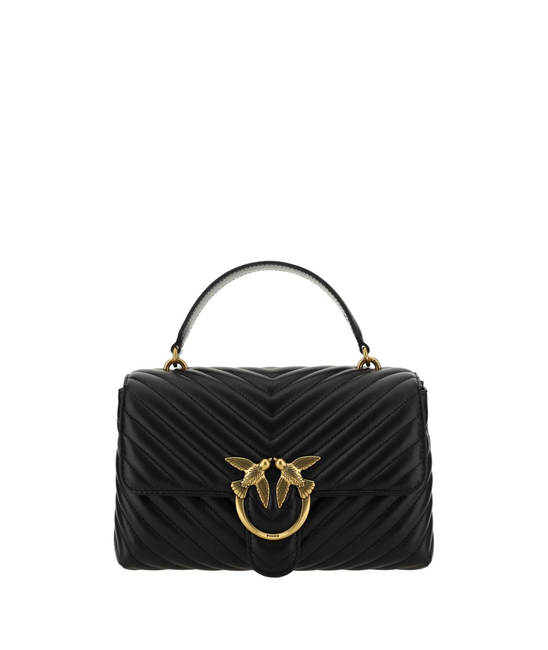 PINKO Черная кожаная сумка через плечо, фото 1