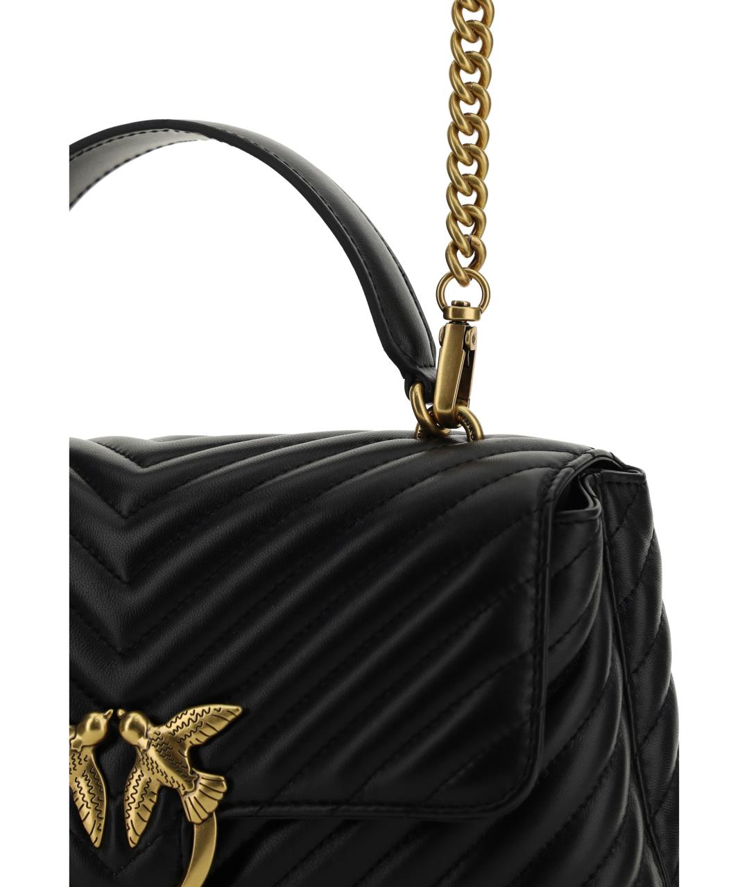 PINKO Черная кожаная сумка через плечо, фото 4