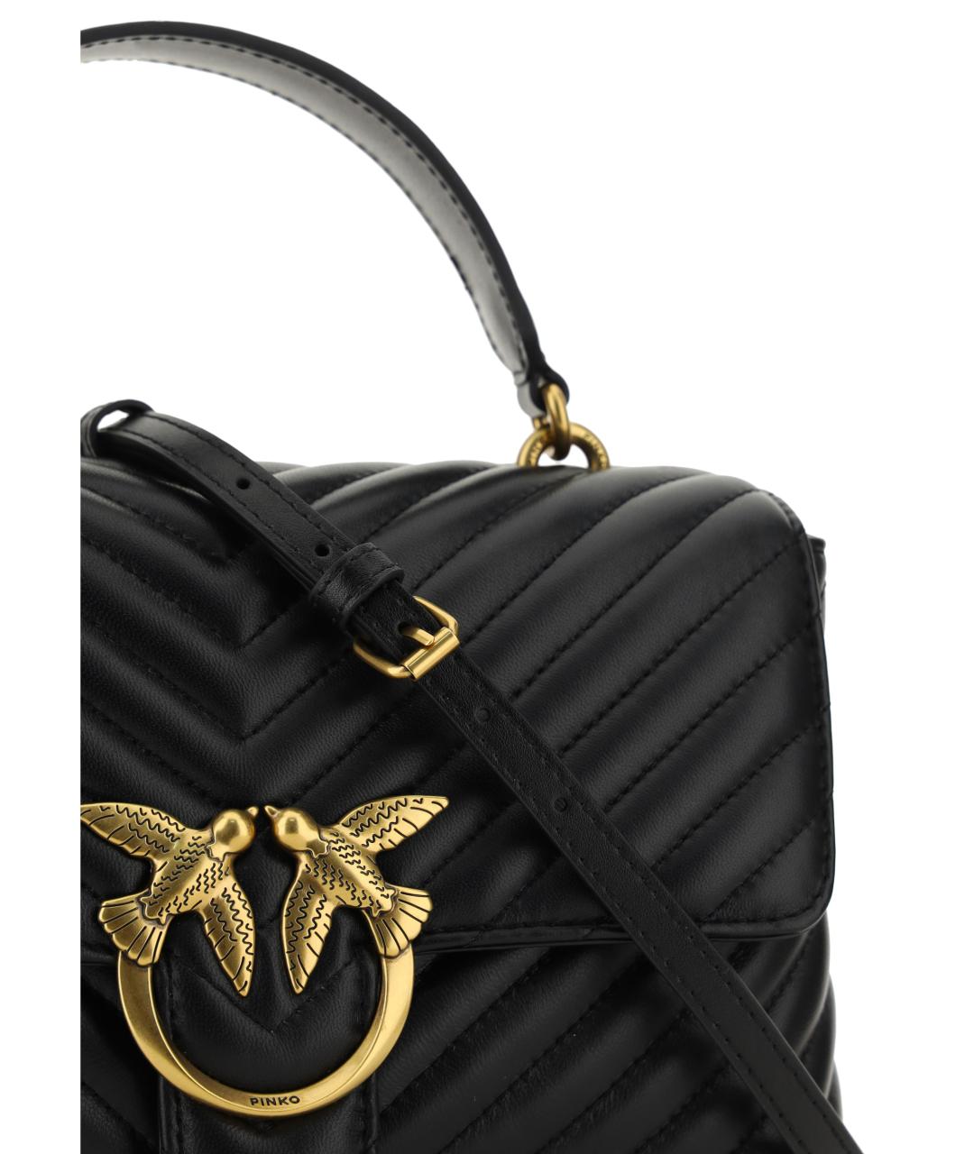PINKO Черная кожаная сумка через плечо, фото 5