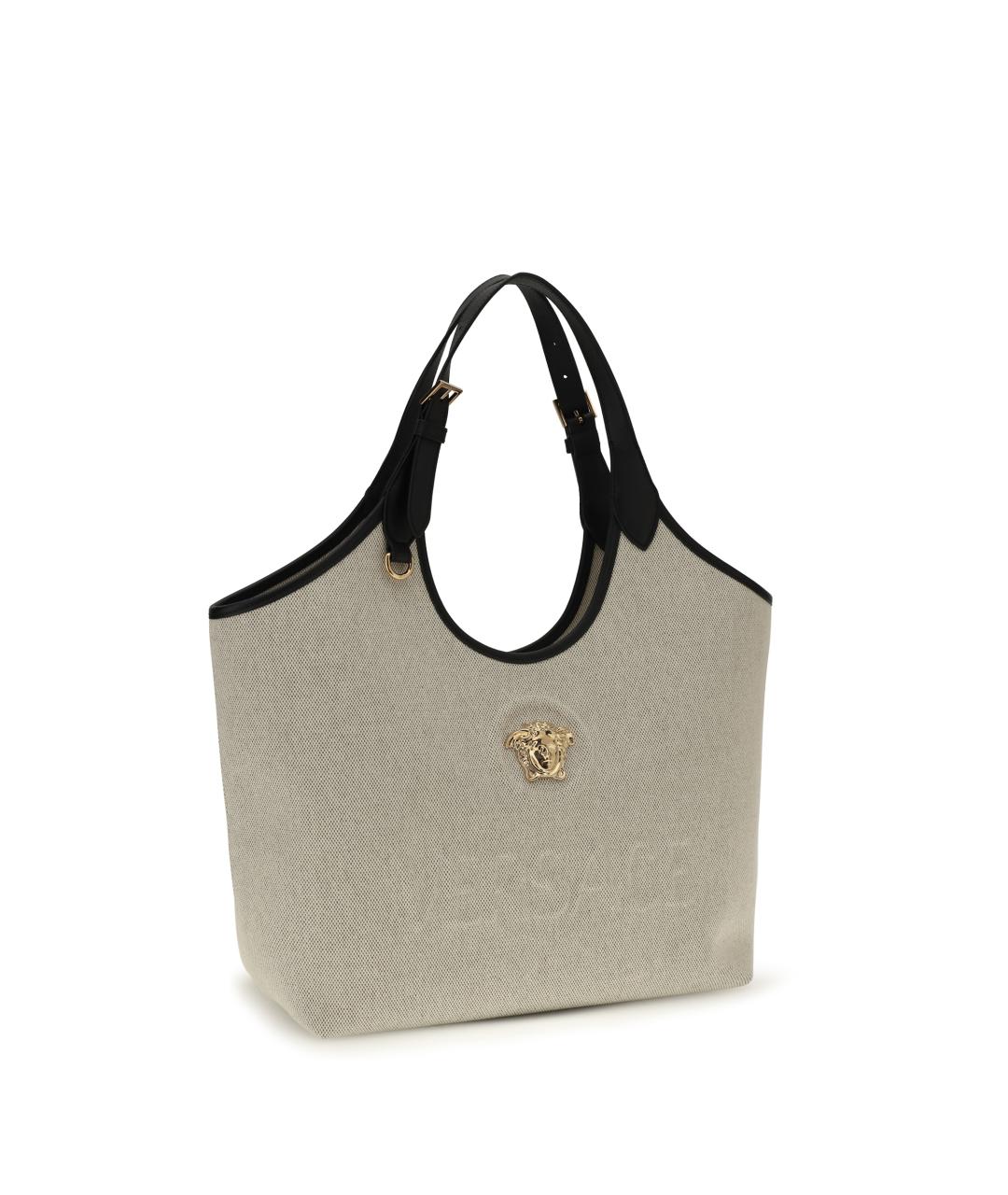 VERSACE Бежевая хлопковая сумка тоут, фото 2