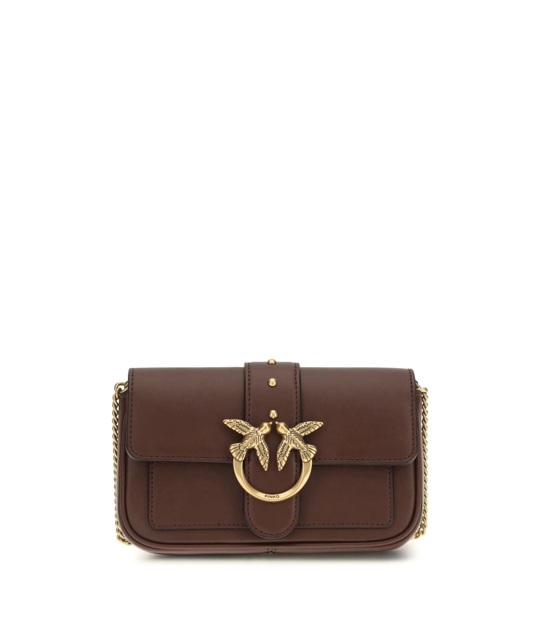 PINKO Бордовая кожаная сумка через плечо, фото 1