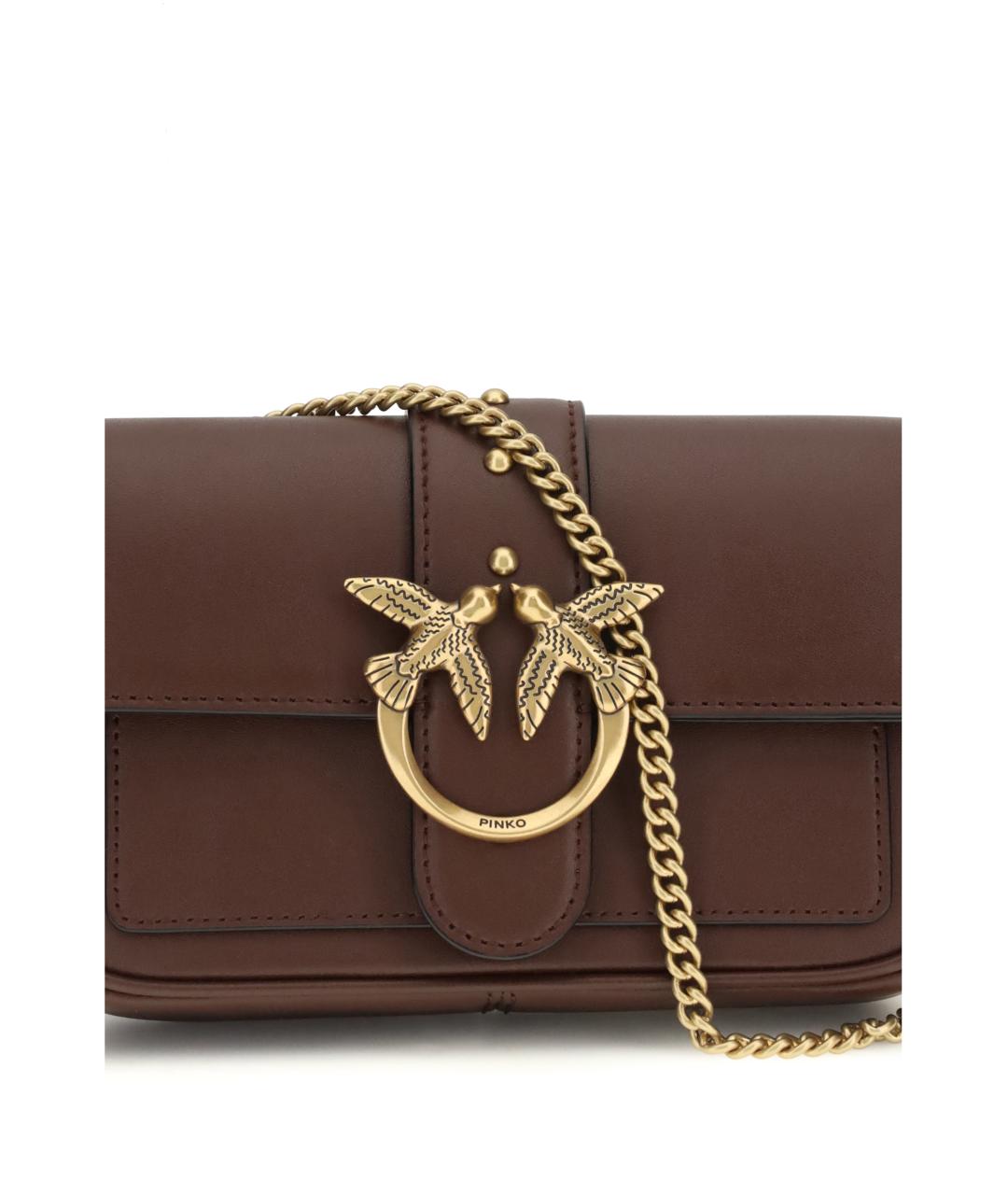 PINKO Бордовая кожаная сумка через плечо, фото 4