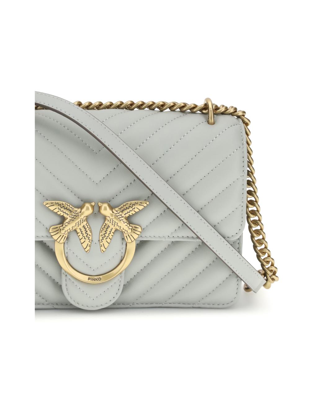 PINKO Серая кожаная сумка через плечо, фото 4