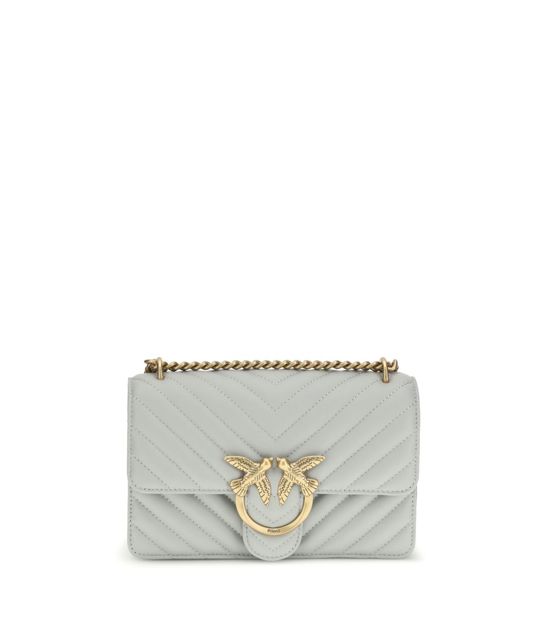 PINKO Серая кожаная сумка через плечо, фото 1