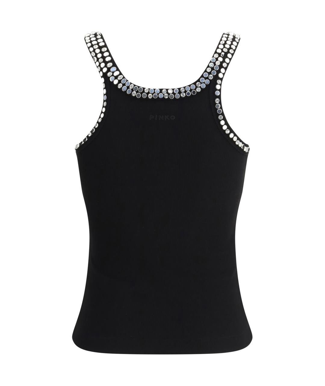 PINKO Черная хлопко-эластановая майка, фото 2