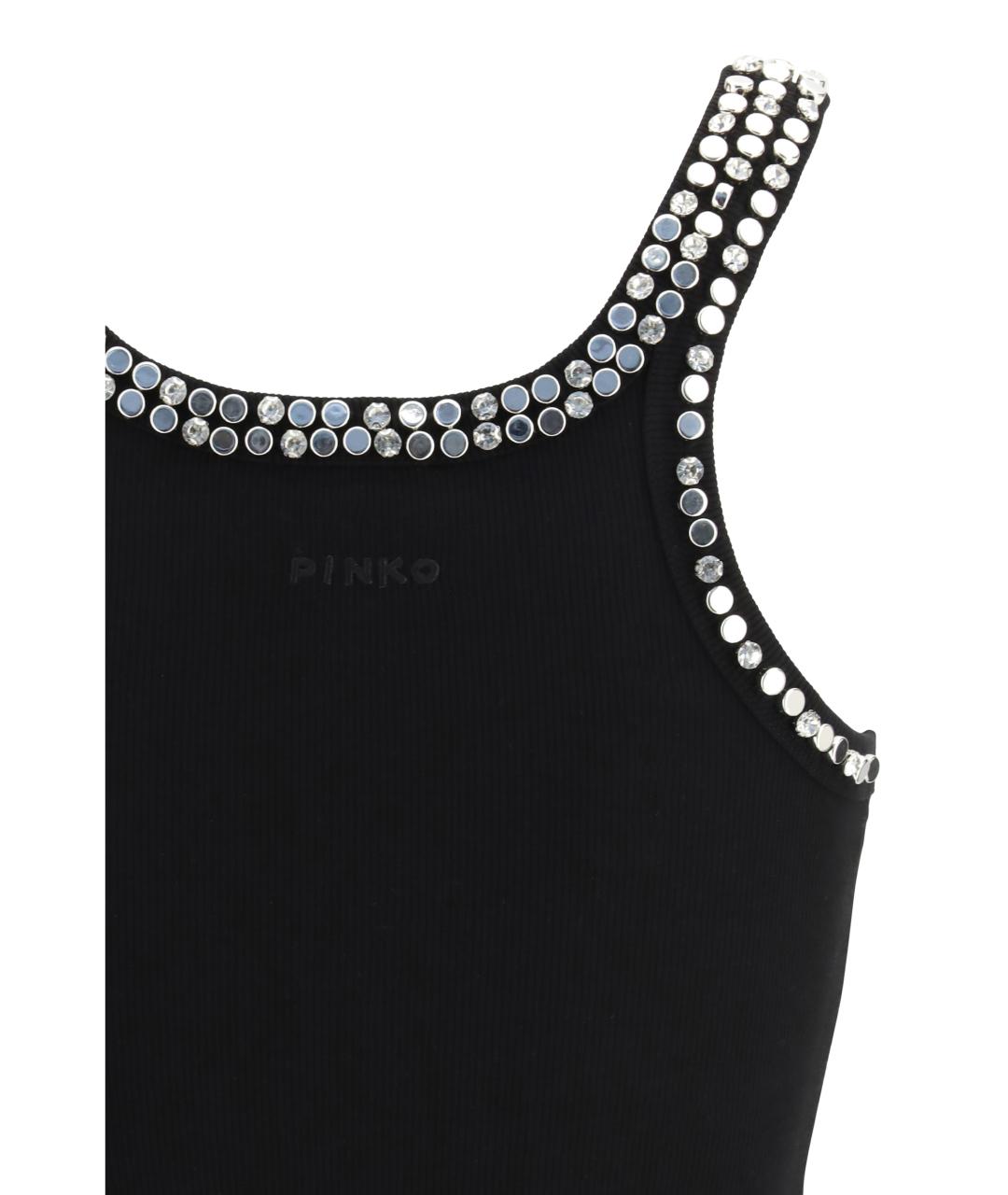 PINKO Черная хлопко-эластановая майка, фото 3