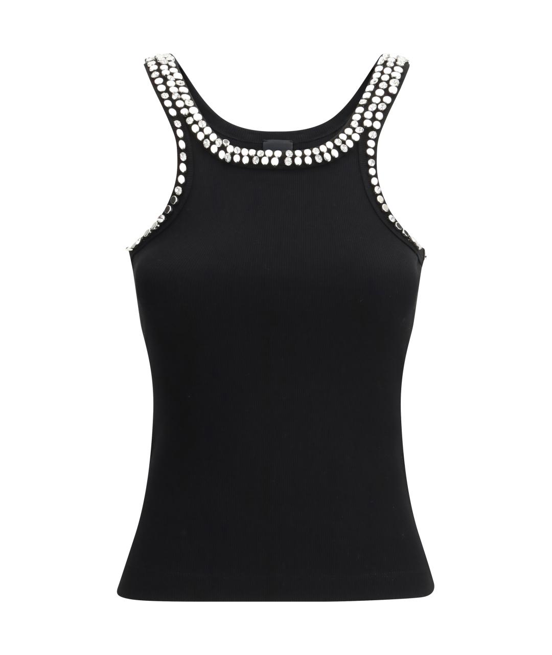 PINKO Черная хлопко-эластановая майка, фото 1