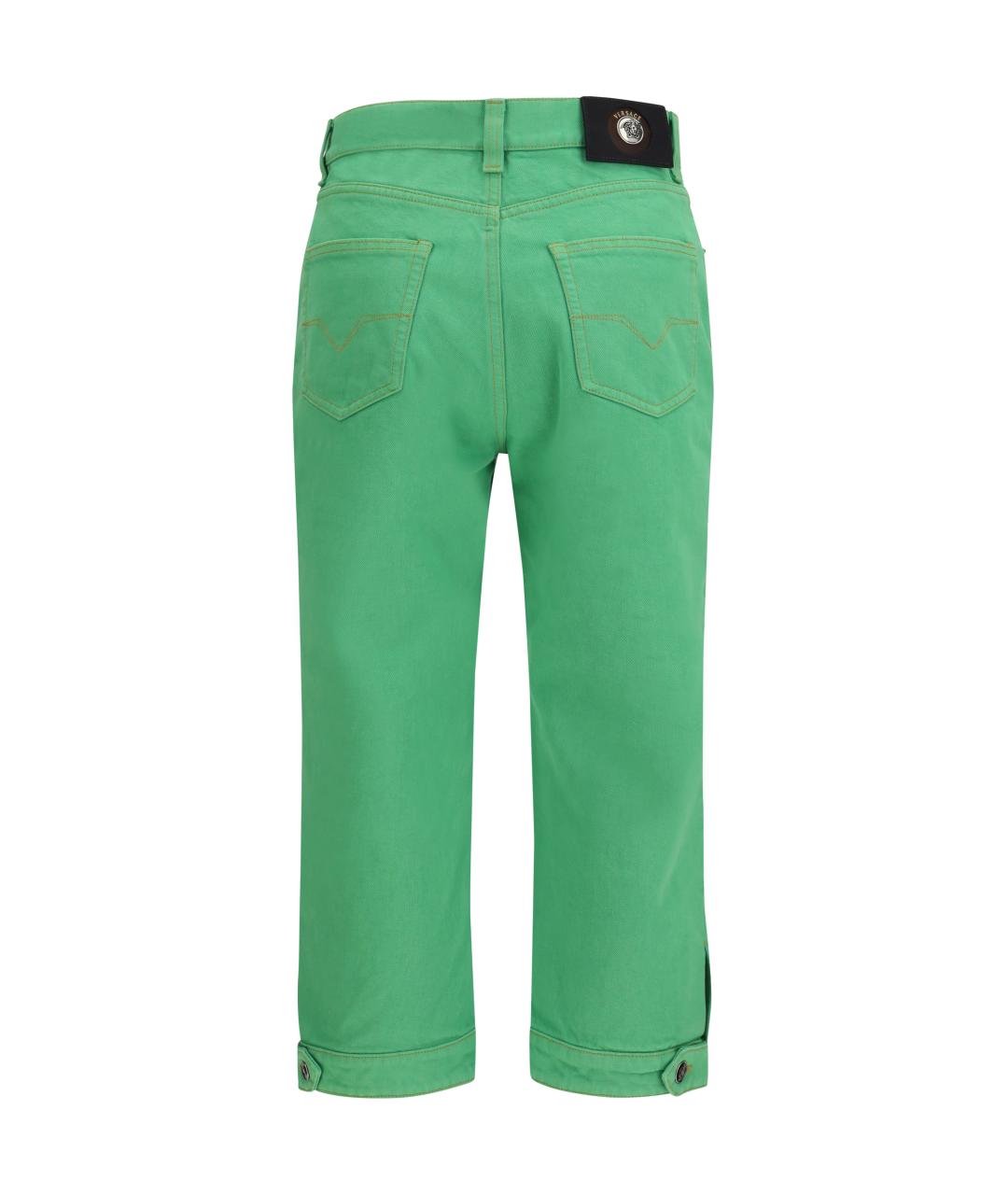 VERSACE Зеленые хлопковые прямые джинсы, фото 2