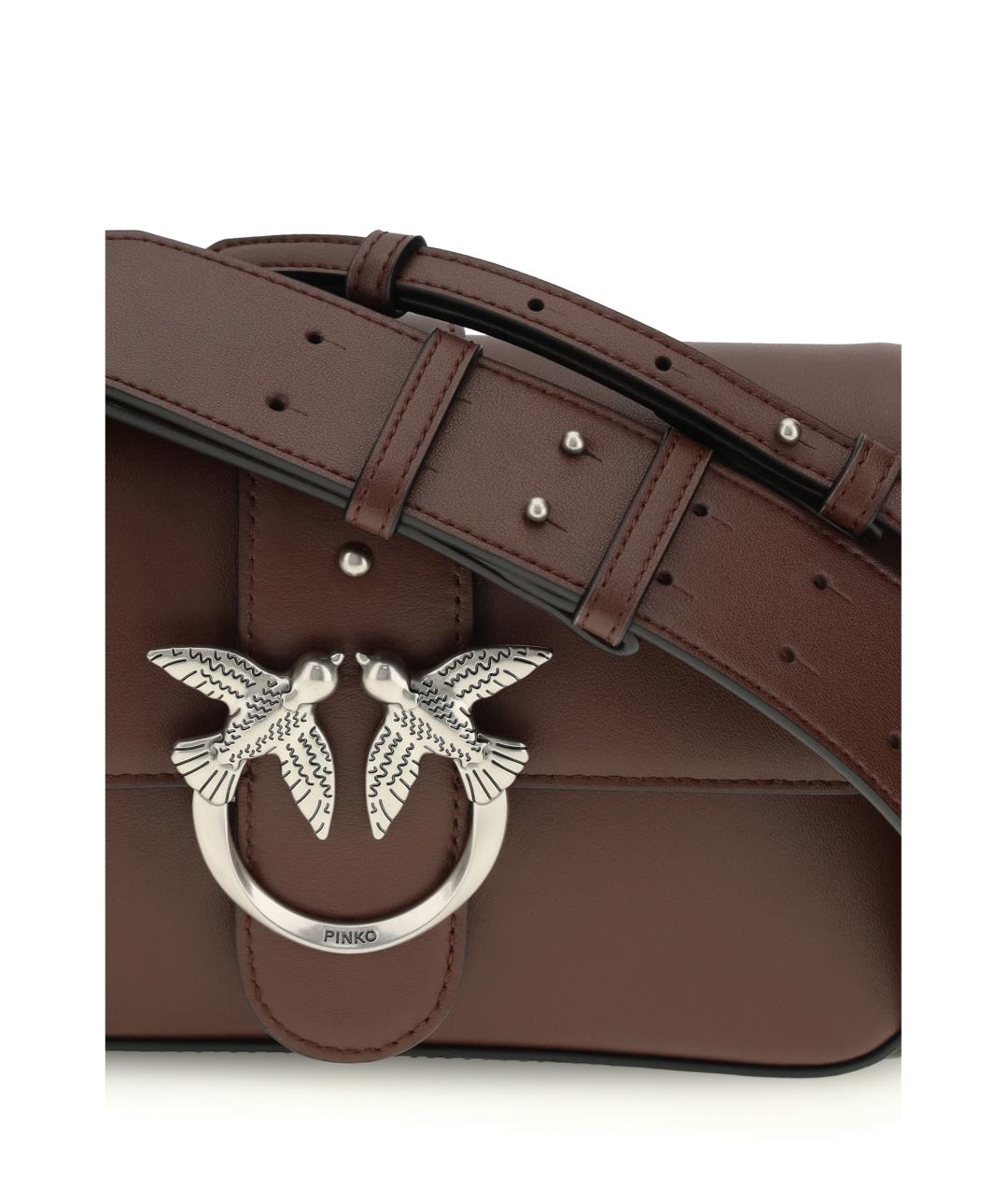 PINKO Бордовая кожаная сумка через плечо, фото 4