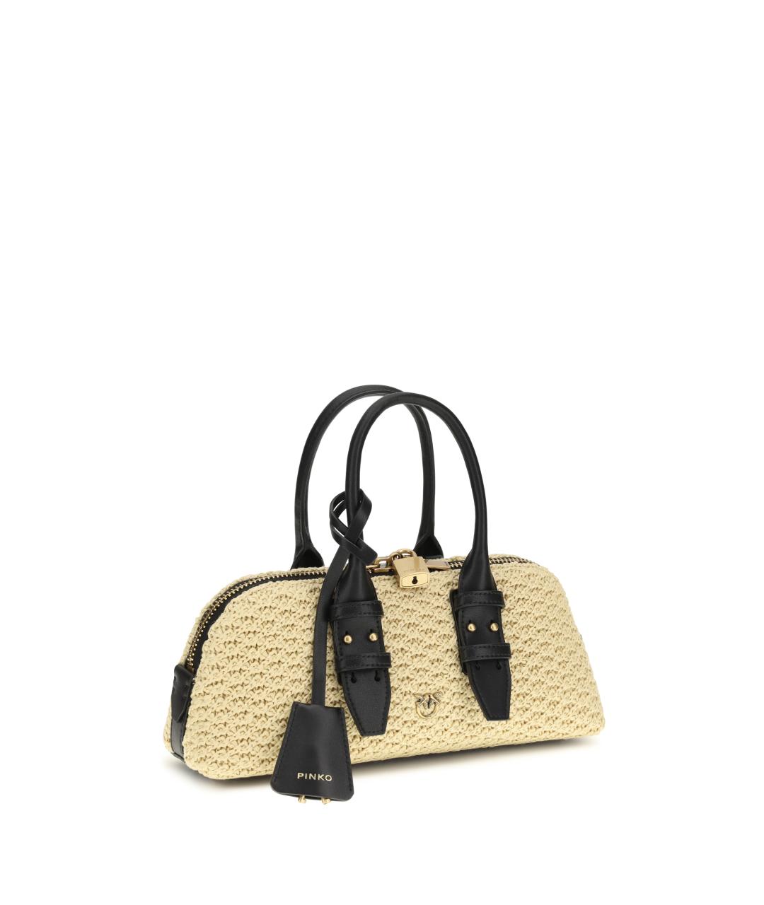 PINKO Бежевая пелетеная сумка через плечо, фото 2