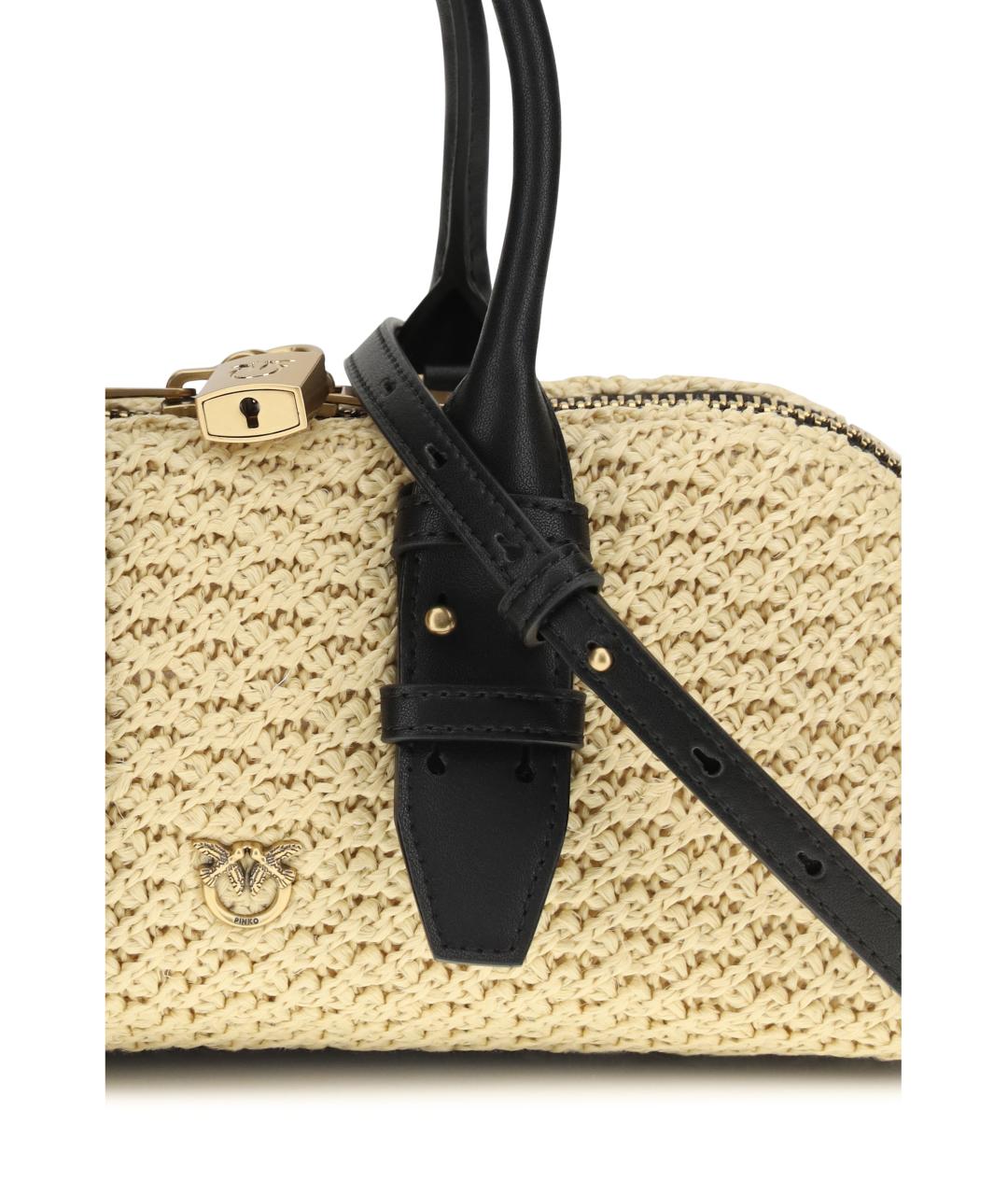 PINKO Бежевая пелетеная сумка через плечо, фото 4