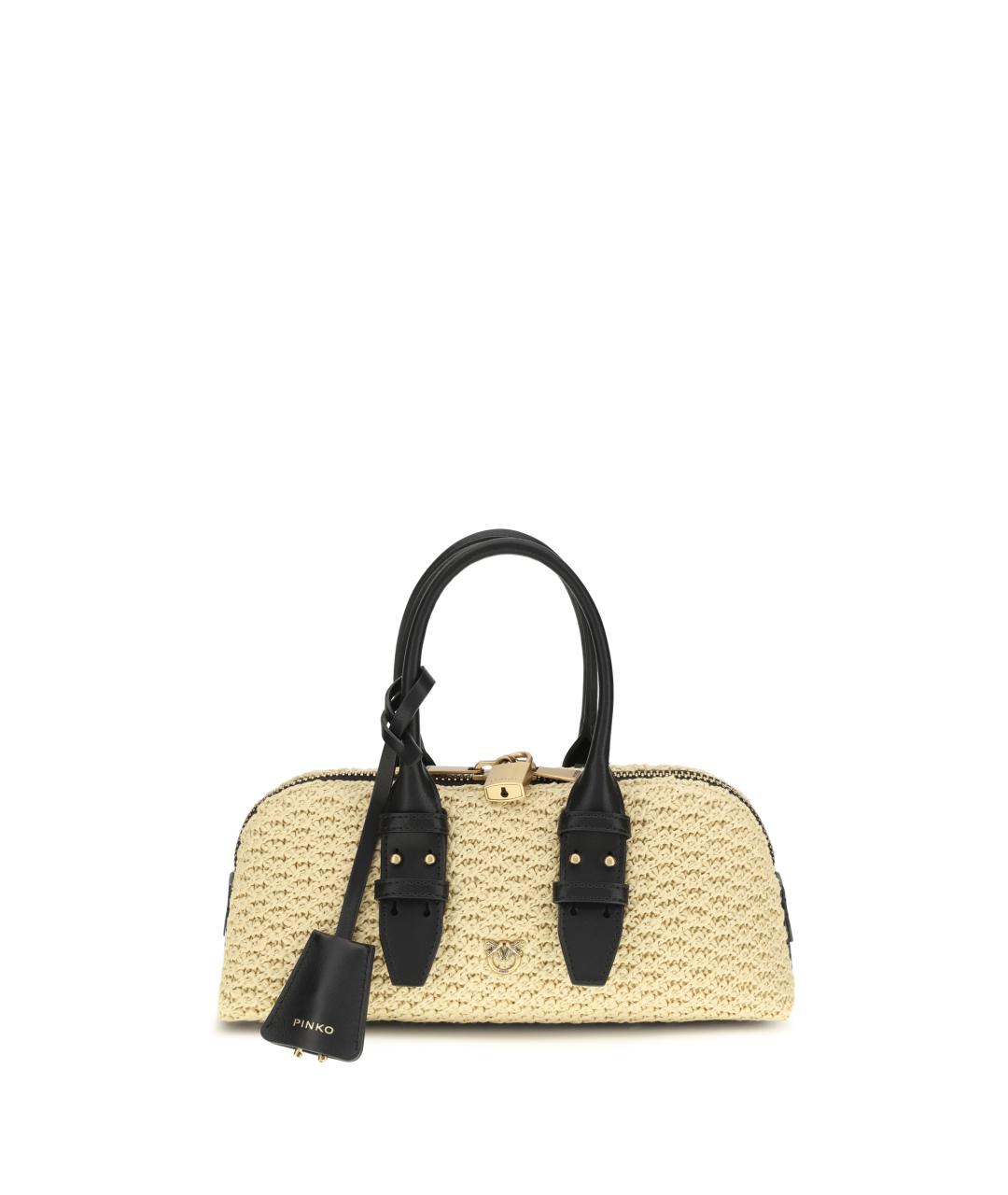 PINKO Бежевая пелетеная сумка через плечо, фото 1