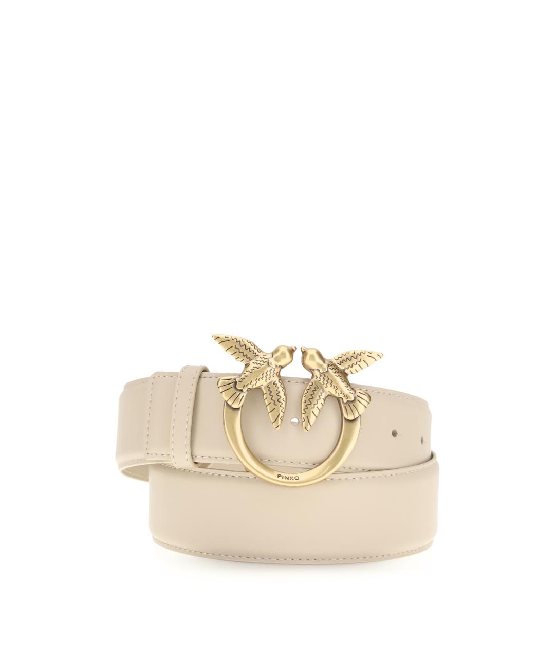 PINKO Бежевый кожаный ремень, фото 1