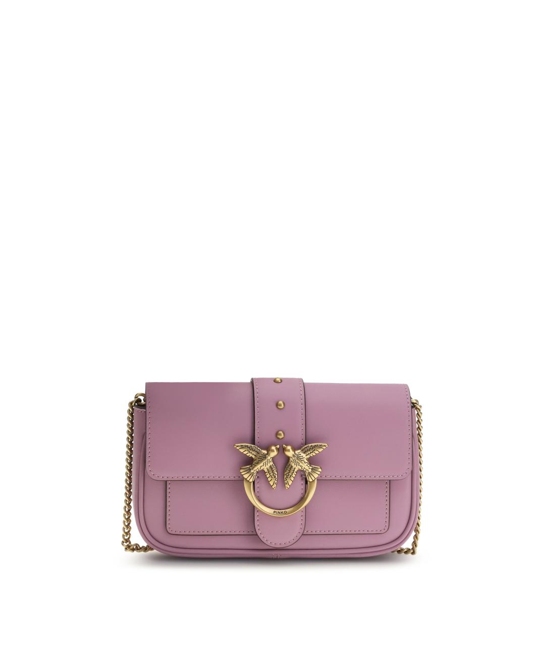 PINKO Розовая кожаная сумка через плечо, фото 1