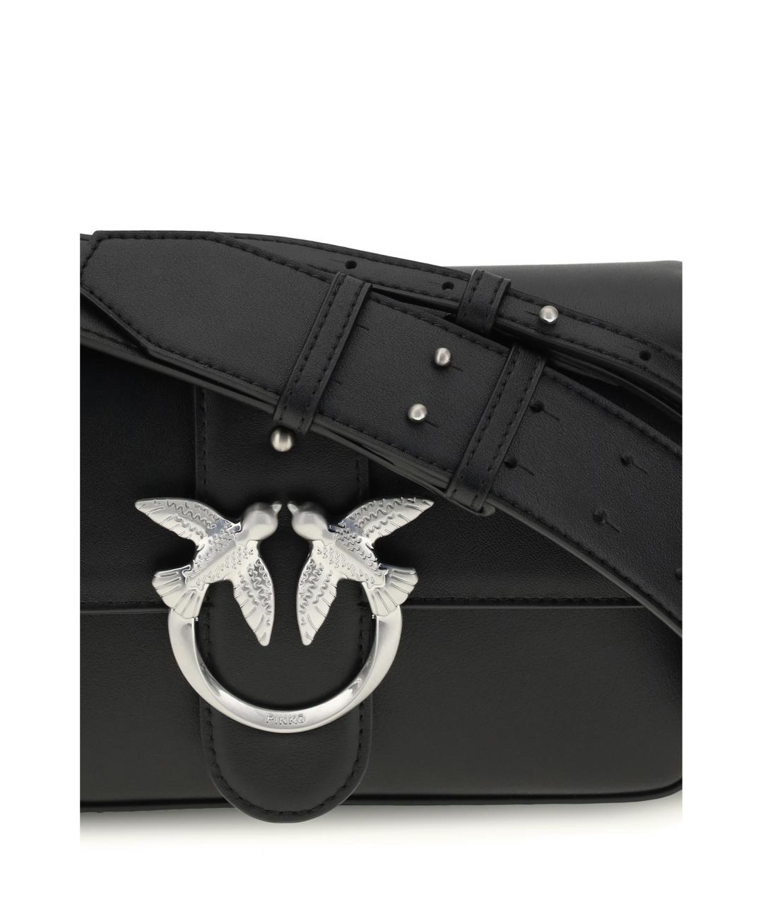 PINKO Черная кожаная сумка через плечо, фото 4
