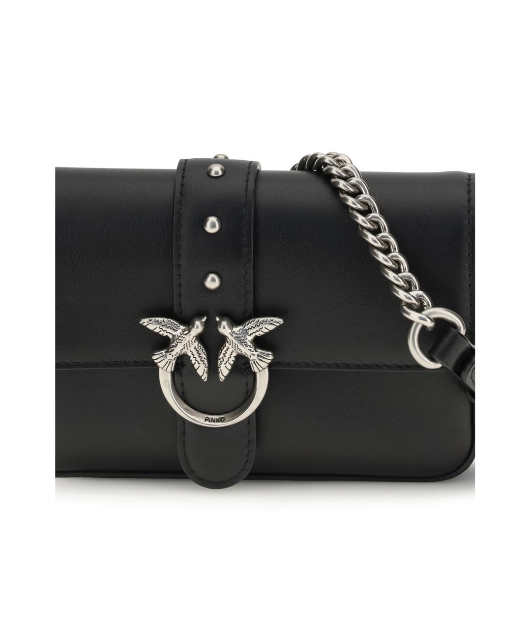 PINKO Черная кожаная сумка через плечо, фото 4