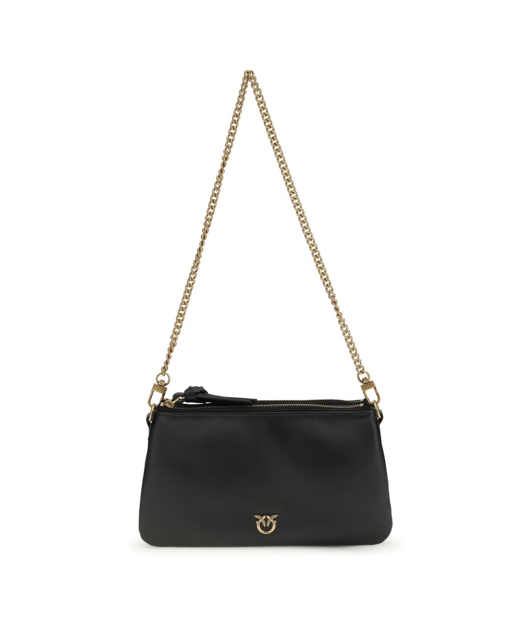 PINKO Черная кожаная сумка через плечо, фото 1