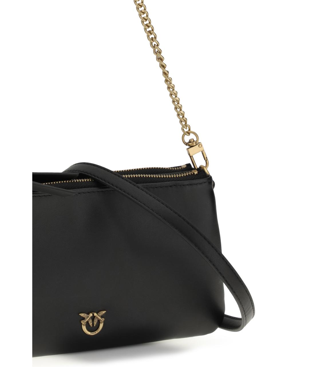 PINKO Черная кожаная сумка через плечо, фото 4