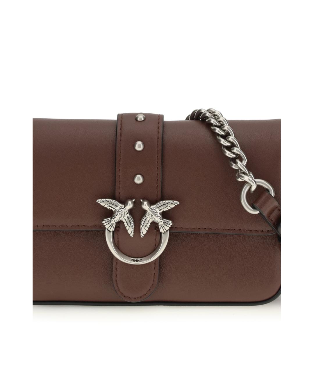 PINKO Бордовая кожаная сумка через плечо, фото 4