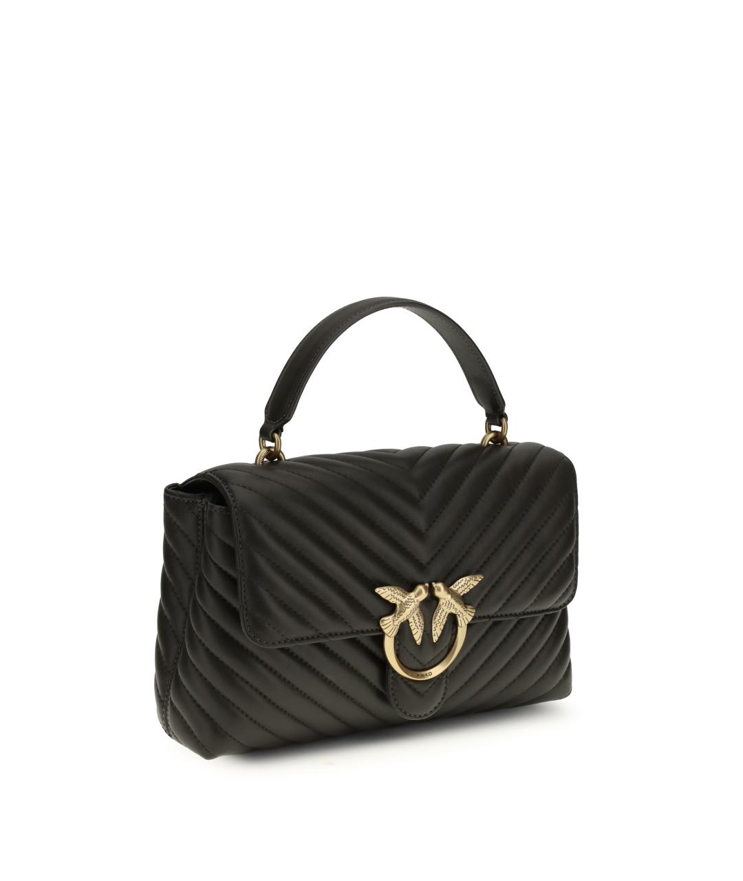 PINKO Черная кожаная сумка с короткими ручками, фото 2