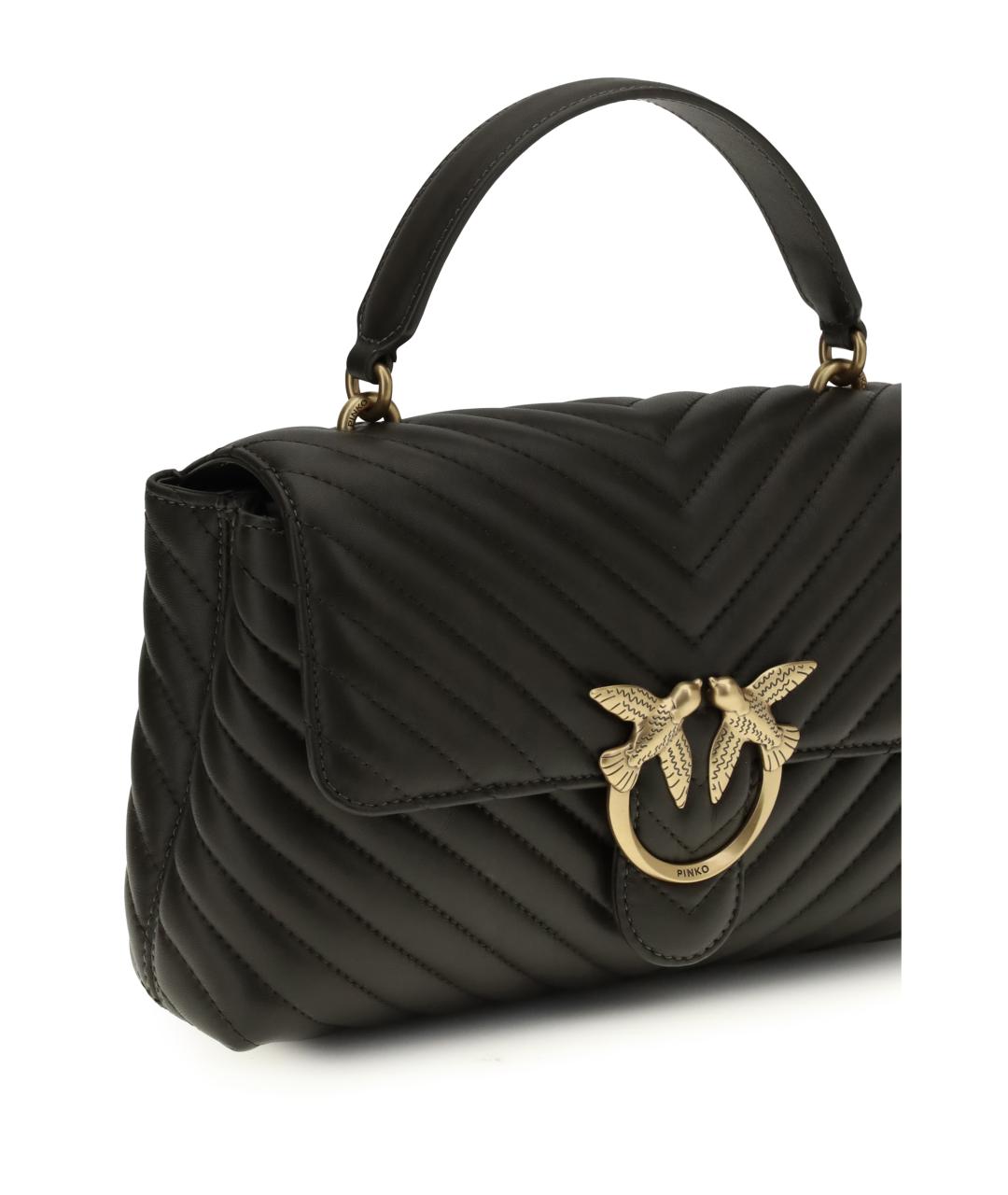 PINKO Черная кожаная сумка с короткими ручками, фото 4
