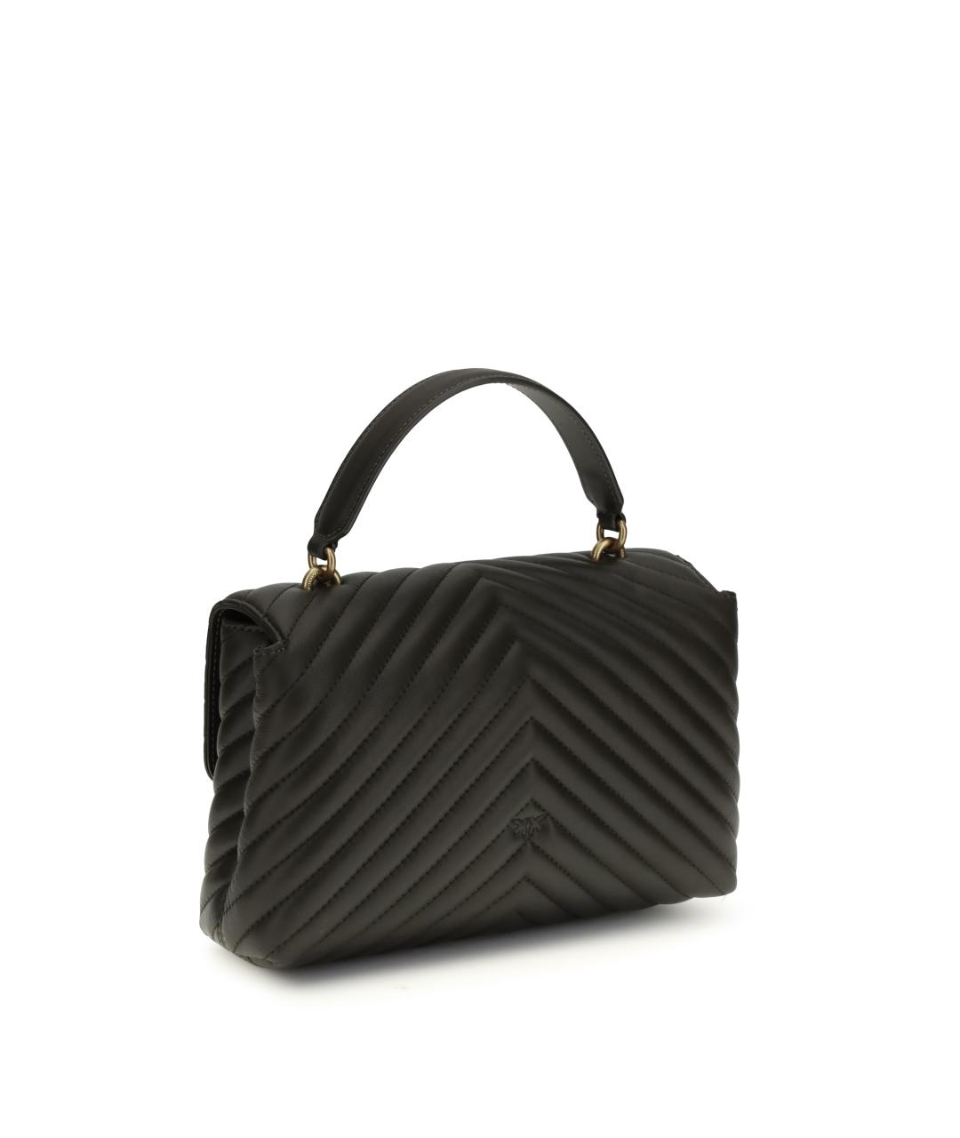 PINKO Черная кожаная сумка с короткими ручками, фото 3