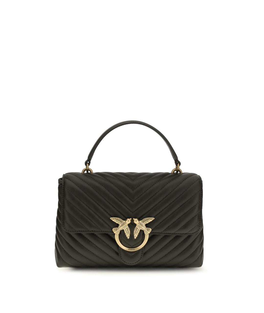 PINKO Черная кожаная сумка с короткими ручками, фото 1