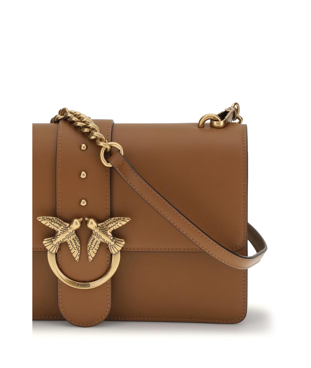 PINKO Коричневая кожаная сумка через плечо, фото 4