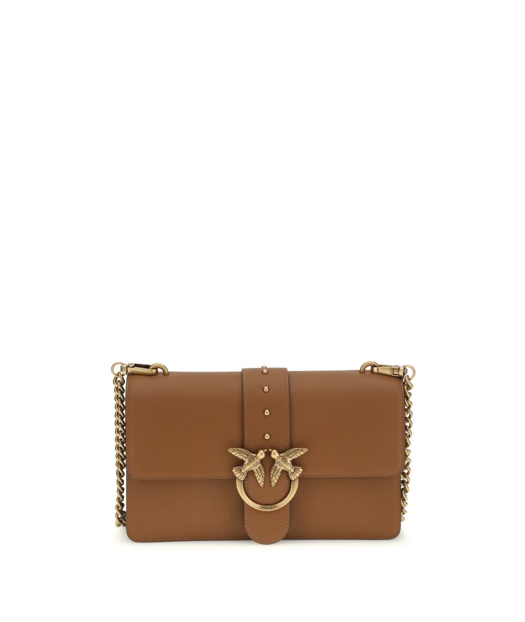 PINKO Коричневая кожаная сумка через плечо, фото 1