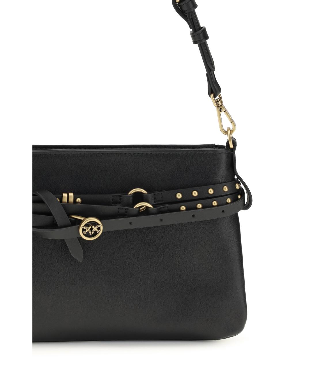 PINKO Черная кожаная сумка через плечо, фото 4