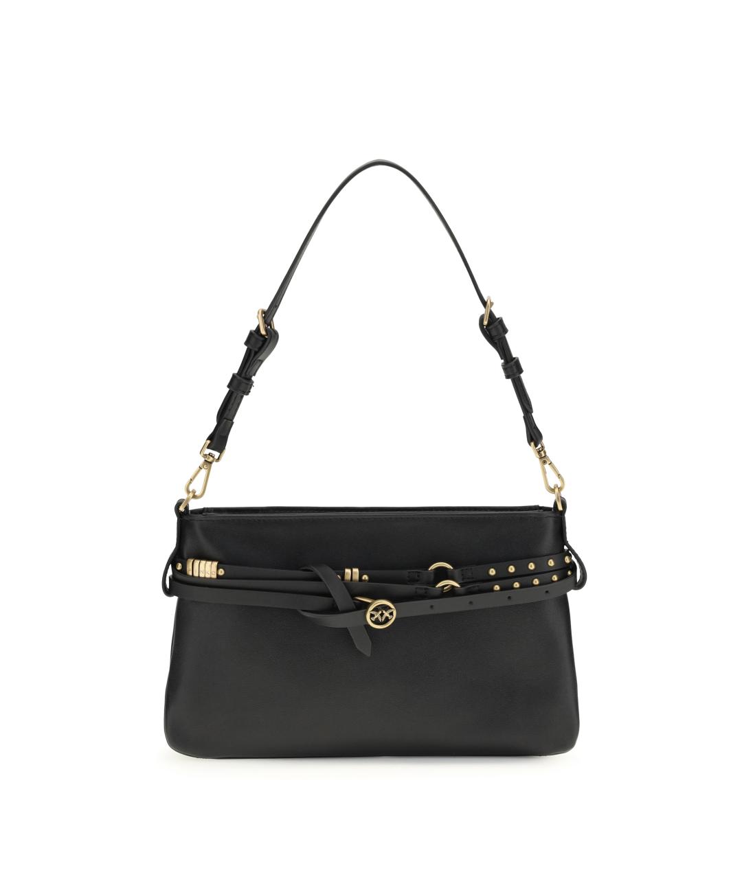 PINKO Черная кожаная сумка через плечо, фото 1