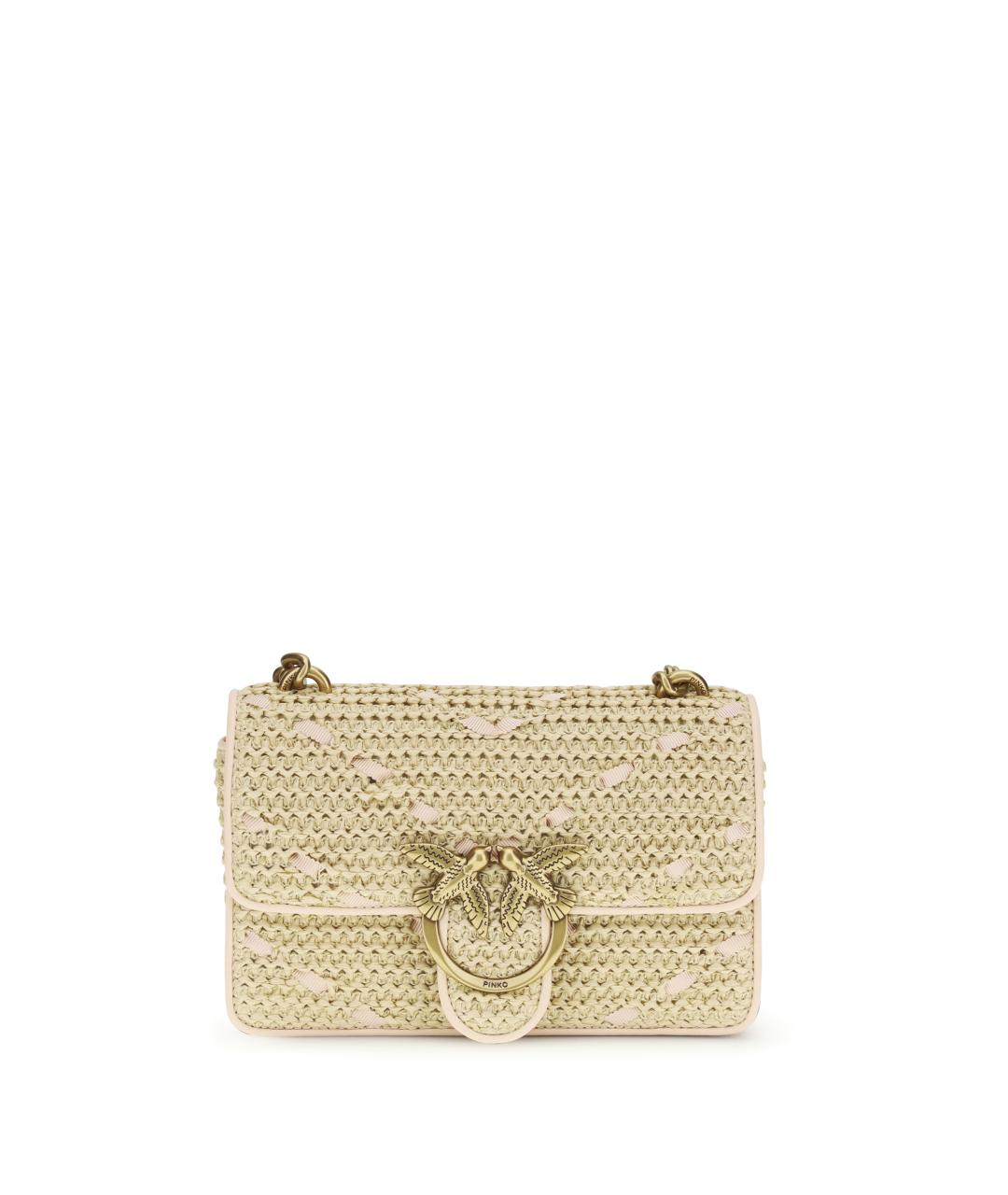 PINKO Бежевая пелетеная сумка через плечо, фото 1