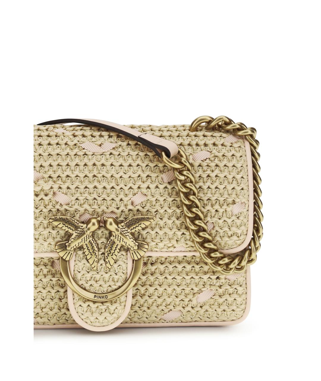 PINKO Бежевая пелетеная сумка через плечо, фото 4