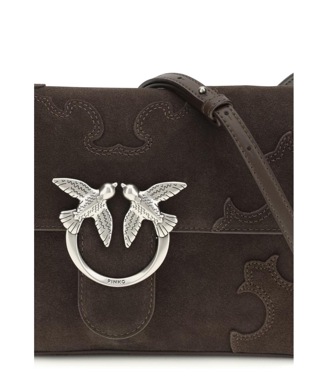 PINKO Коричневая замшевая сумка через плечо, фото 4