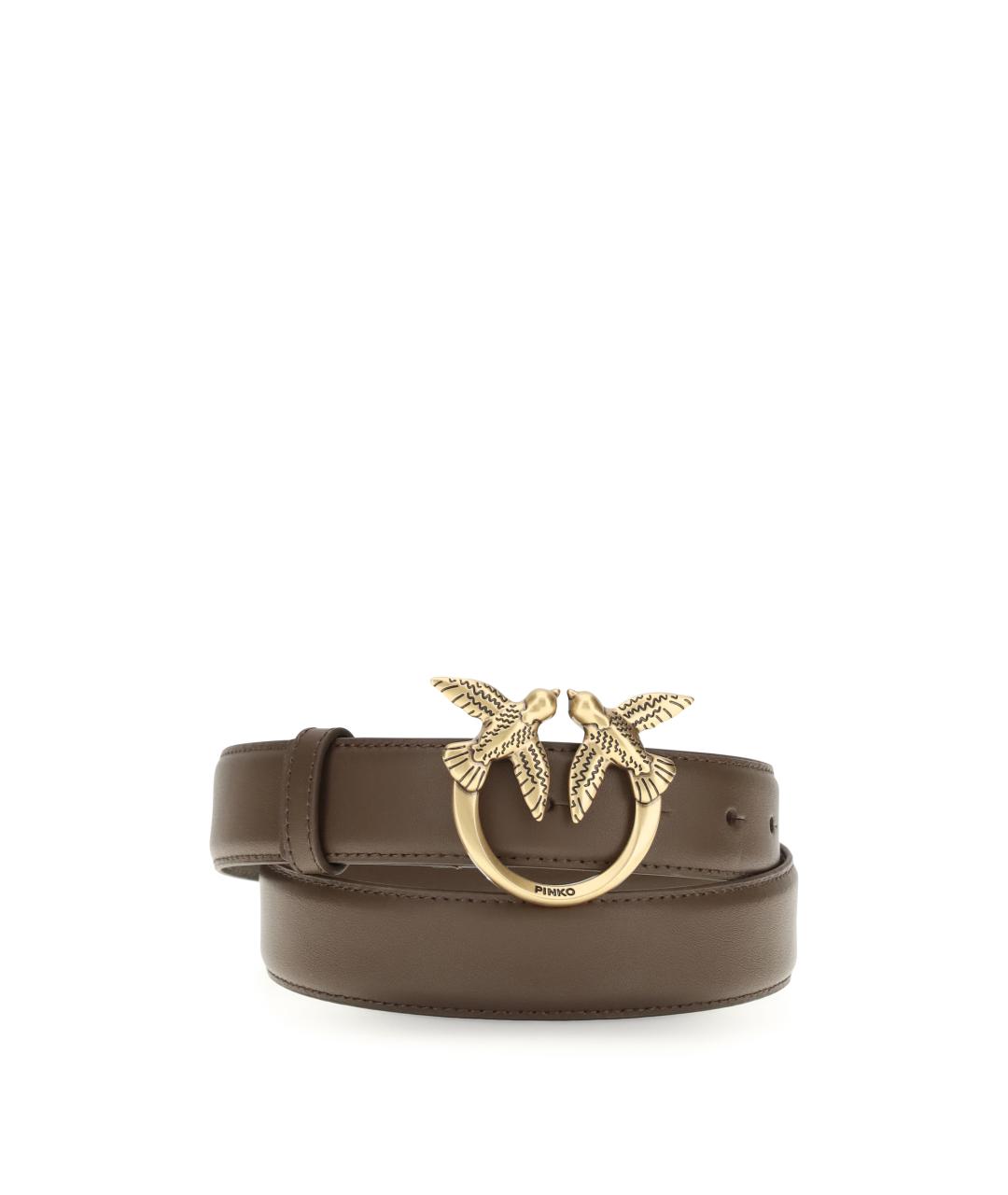 PINKO Коричневый кожаный ремень, фото 1