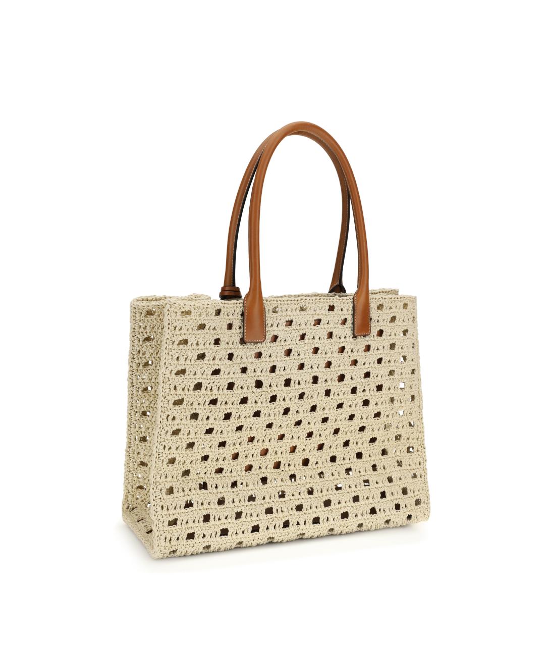 VERSACE Бежевая пелетеная сумка тоут, фото 3