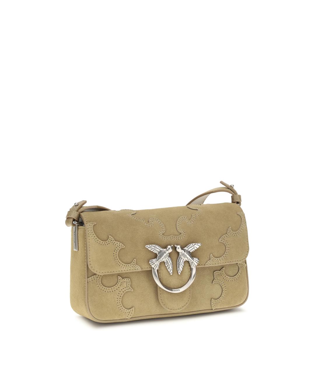 PINKO Бежевая замшевая сумка через плечо, фото 2
