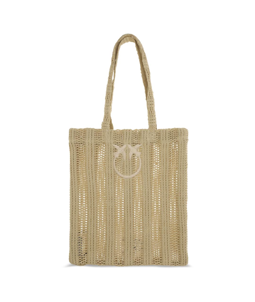 PINKO Бежевая пелетеная сумка тоут, фото 1