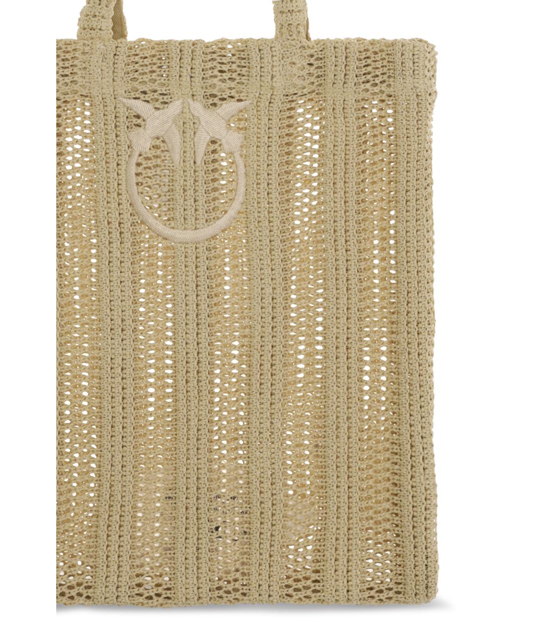 PINKO Бежевая пелетеная сумка тоут, фото 3