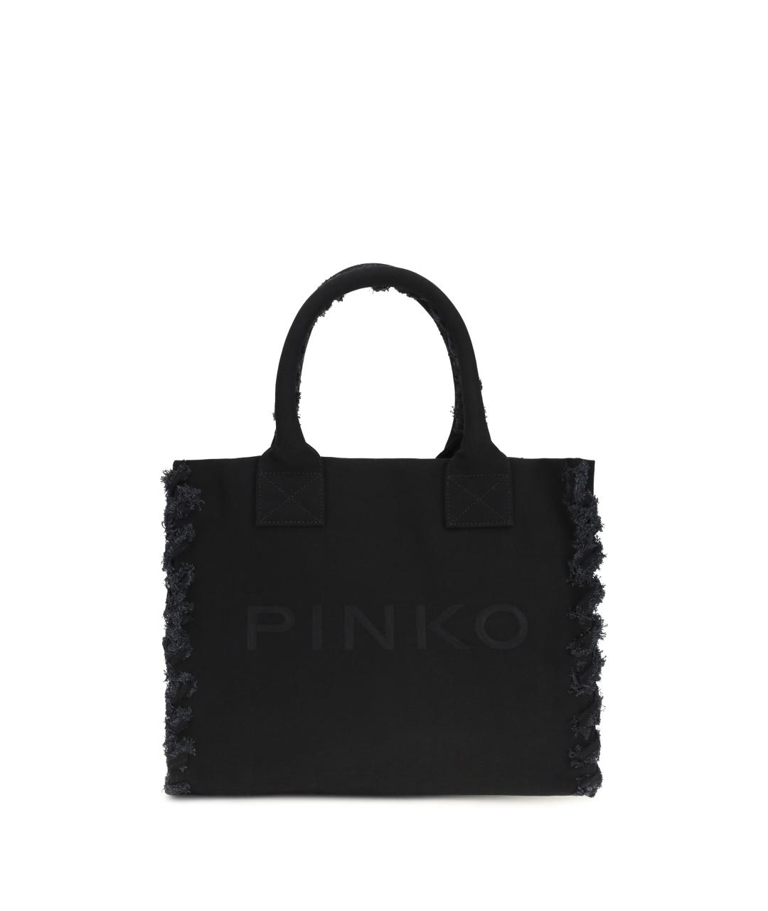 PINKO Черная хлопковая сумка тоут, фото 1