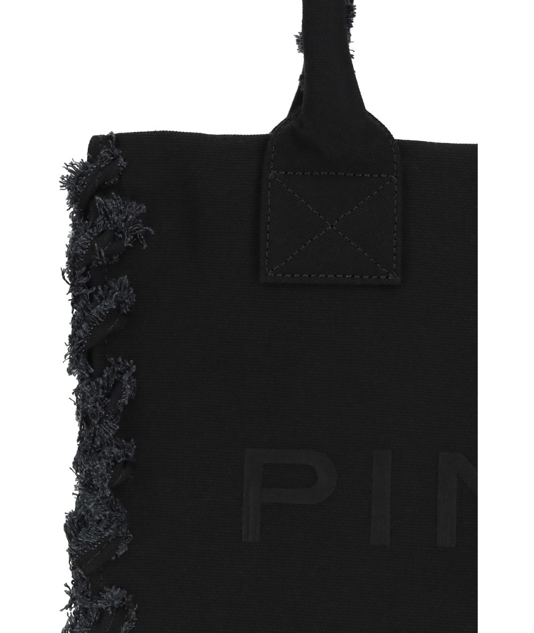 PINKO Черная хлопковая сумка тоут, фото 4