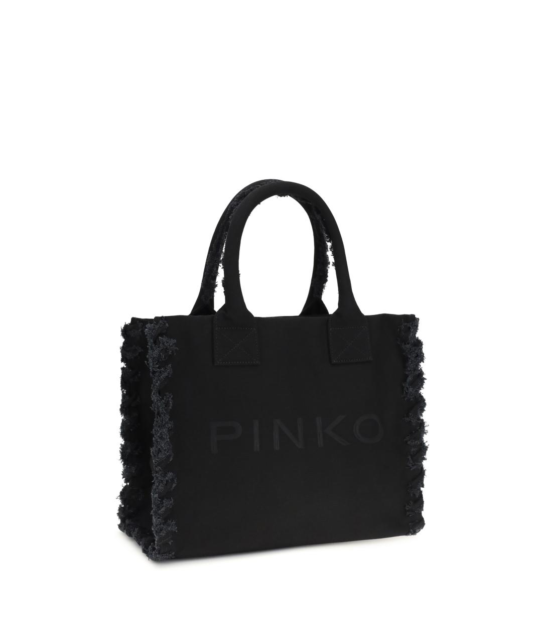 PINKO Черная хлопковая сумка тоут, фото 2