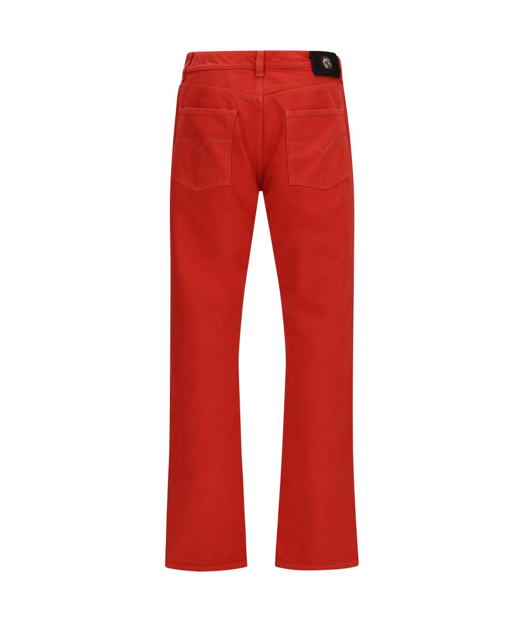 VERSACE Красные хлопковые прямые джинсы, фото 2