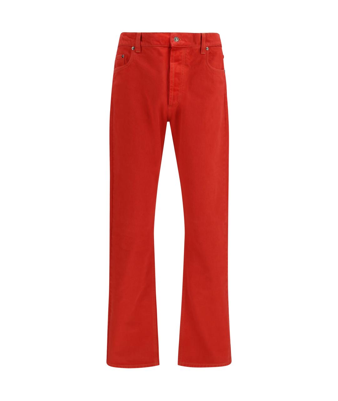 VERSACE Красные хлопковые прямые джинсы, фото 1