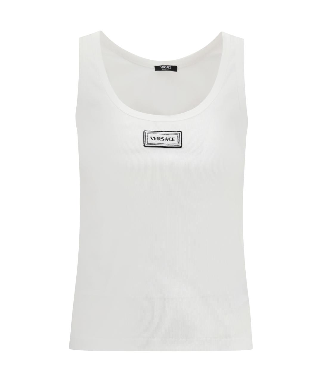 VERSACE Белая хлопко-эластановая майка, фото 1