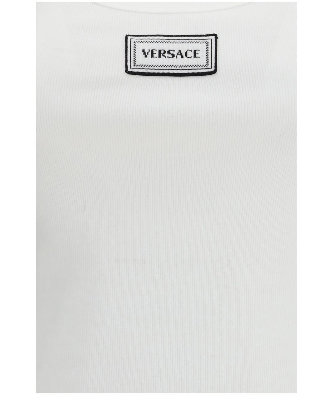 VERSACE Белая хлопко-эластановая майка, фото 3