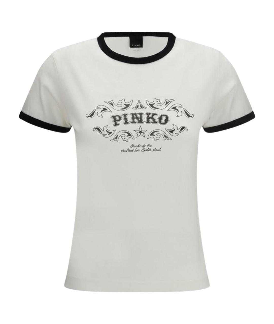 PINKO Белая хлопковая футболка, фото 1