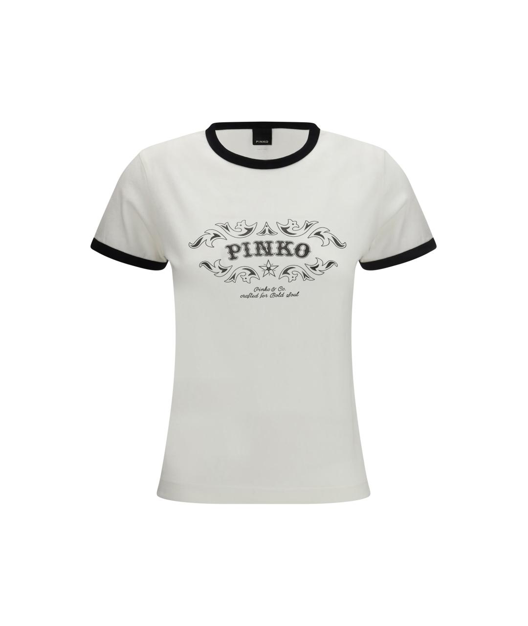 PINKO Белая хлопковая футболка, фото 4