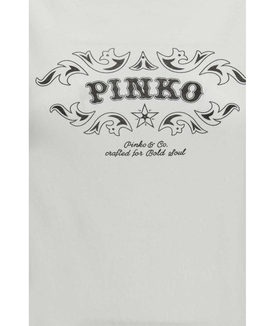 PINKO Белая хлопковая футболка, фото 3