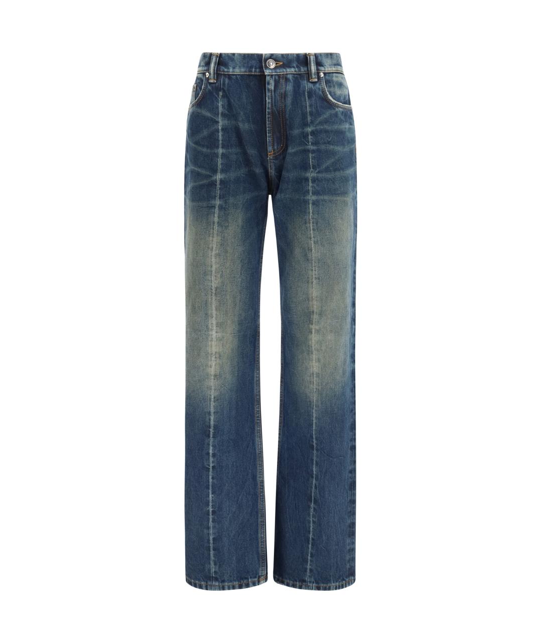 VERSACE Темно-синие хлопковые прямые джинсы, фото 1